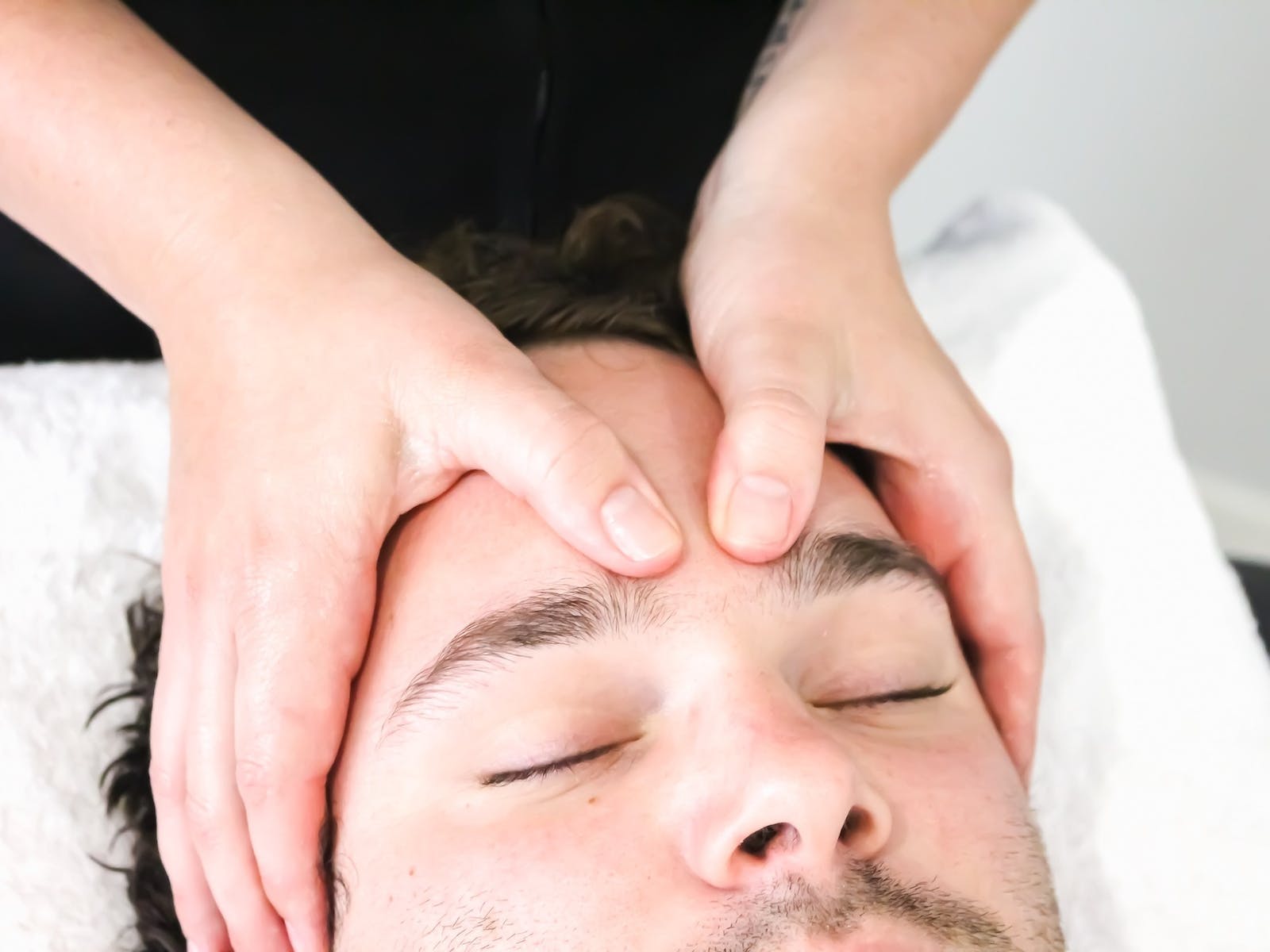 man getting a head massage